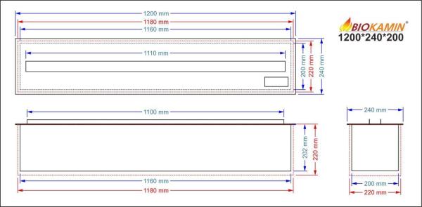 Parný krb 1200 3D hĺbka 240mm 1 farba