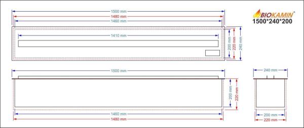 Parný krb 1500 3D hĺbka 240mm 1 farba