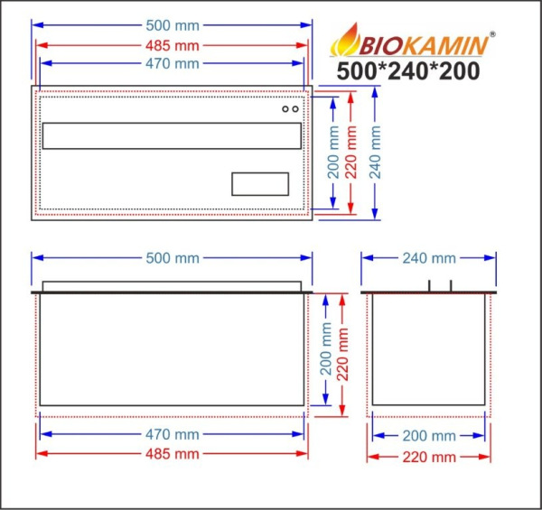 Parný krb 500 3D hĺbka 240mm 1 farba 2