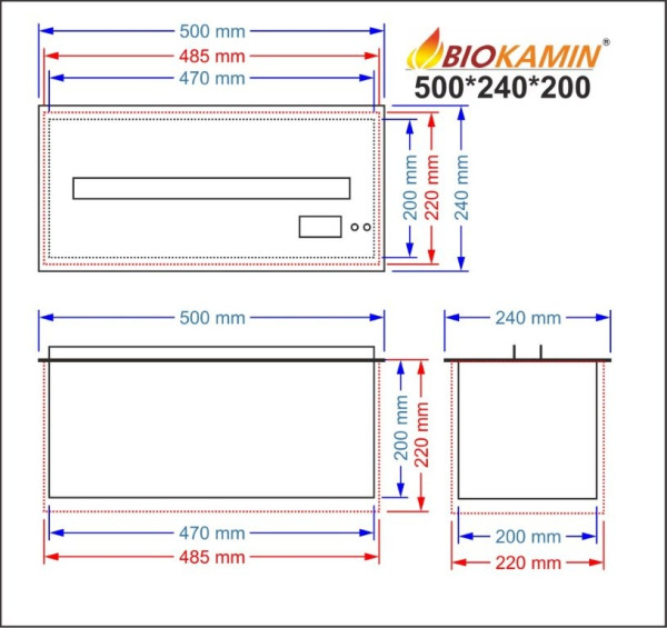 Parný krb 500 3D hĺbka 240 mm 1 farba Základný model 1