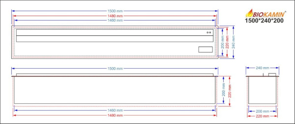 Parný krb 1500 3D hĺbka 240mm 1 farba 2