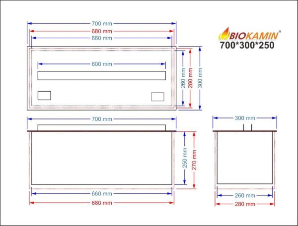 Parný krb 700 3D hĺbka 300mm 1 farba