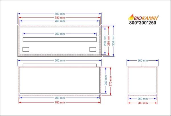 Parný krb 800 3D hĺbka 300mm 1 farba