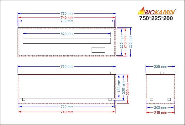 Parný krb 750 3D hĺbka 225mm 7 farieb