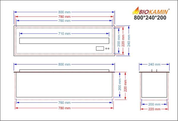 Parný krb 800 3D hĺbka 240 mm 1 farba Základný model