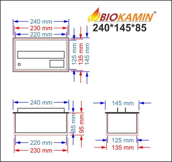 Parný krb 240 3D hĺbka 145mm 1 farba Základný model