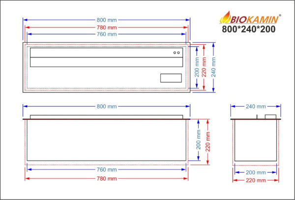 Parný krb 800 3D hĺbka 240 mm 1 farba Základný model 1