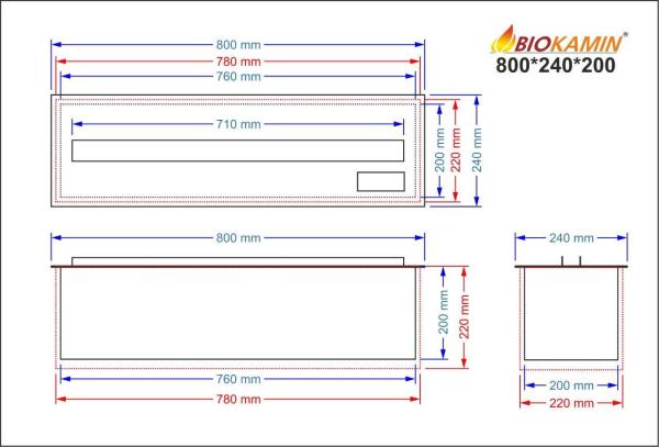 Parný krb 800 3D hĺbka 240mm 1 farba