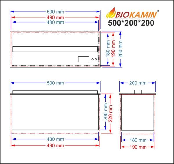 Parný krb 500 3D hĺbka 200 mm 1 farba Základný model