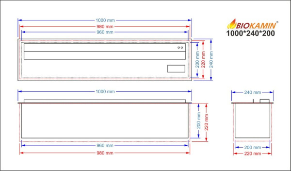 Parný krb 1000 3D hĺbka 240mm 1 farba 2